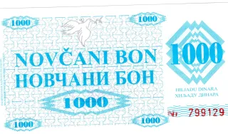 Bosnia and Herzegovina 1.000 Dinara, 1992 image